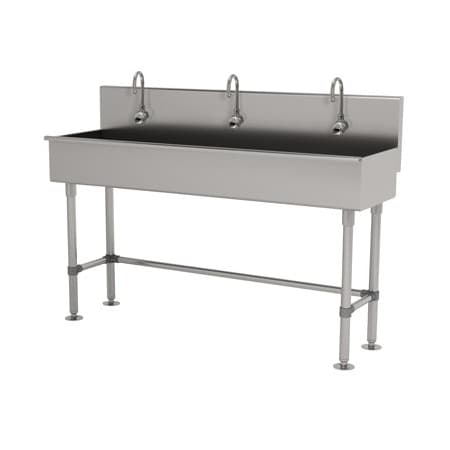 Advance Tabco 3 Stat 16 Ga. 304 SS Floor Mt Square Corner Sink, Electric Faucet Incl 19-FM-60EF